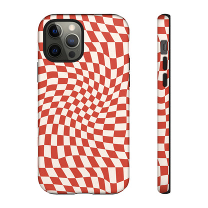 Wavy Cherry Cream Checkerboard