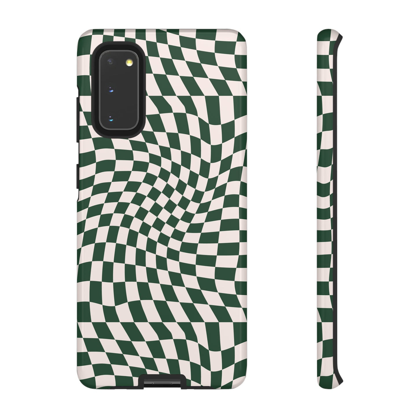 Wavy Forest Green Checkerboard