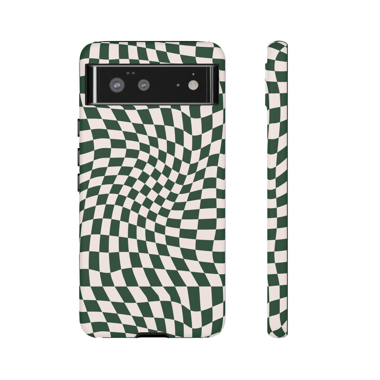 Wavy Forest Green Checkerboard