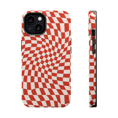 Wavy Cherry Cream Checkerboard Case