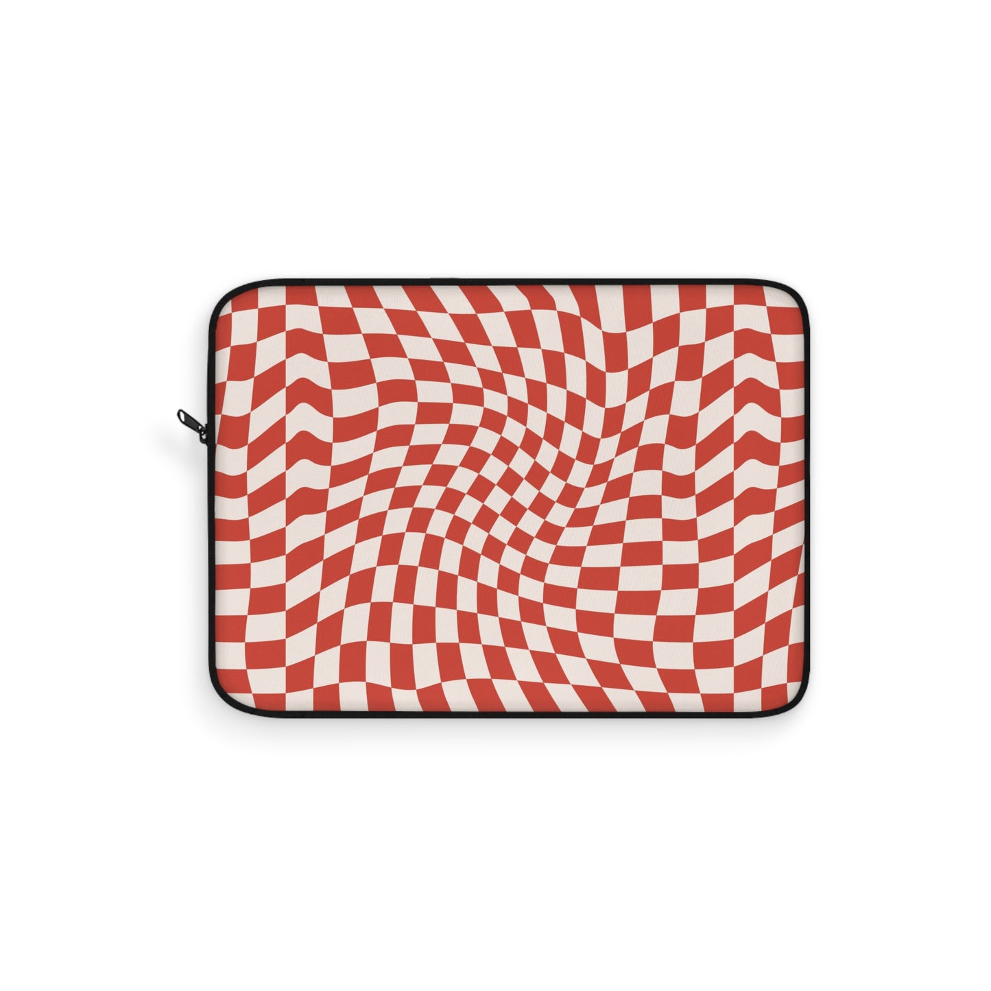 Trendy Wavy Cherry Cream Checkerboard Laptop Sleeve