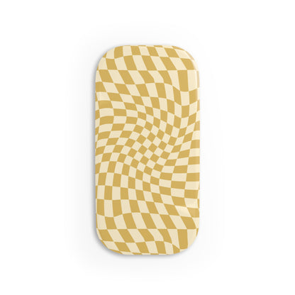 Yellow Wavy Checkerboard Phone Click-On Grip