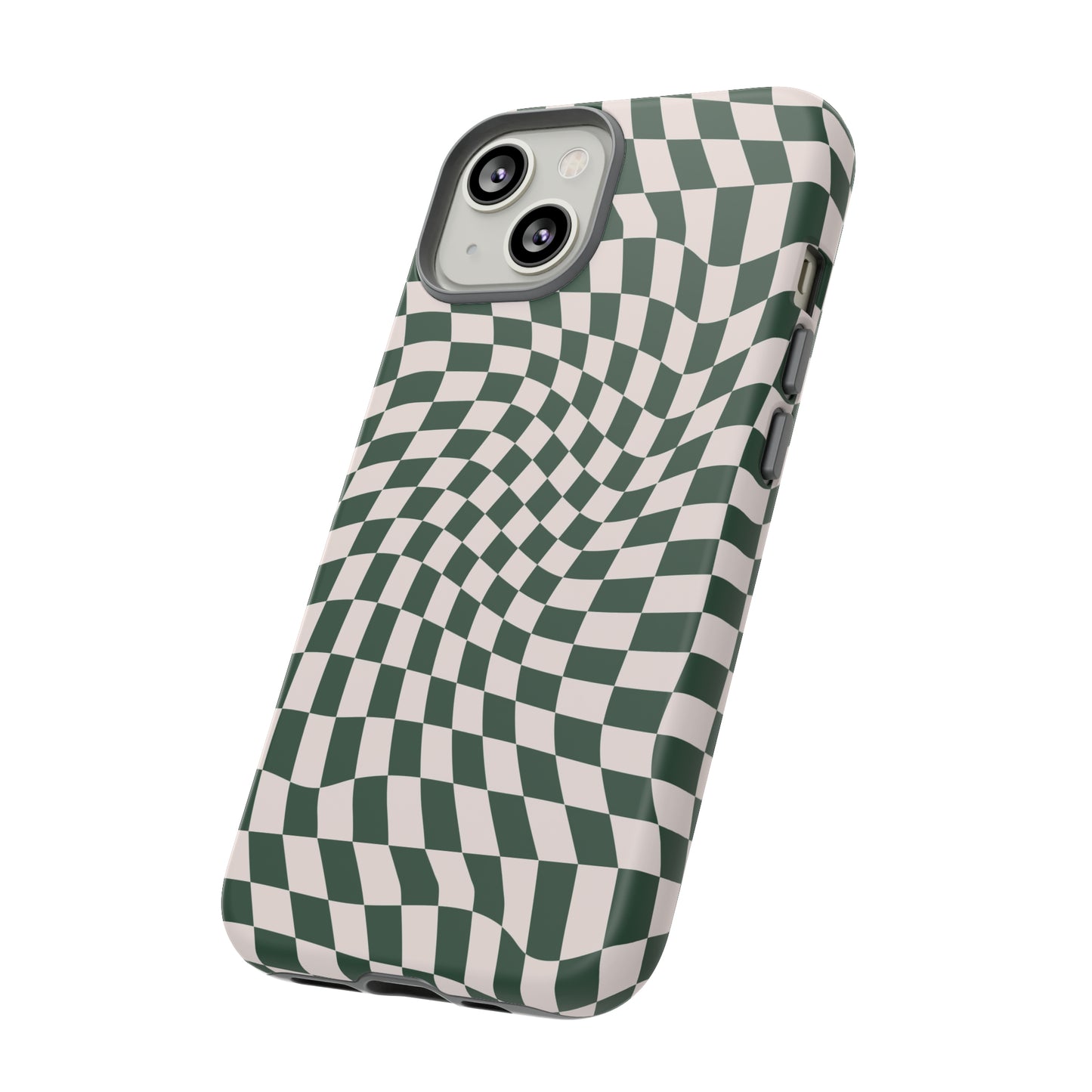 Wavy Forest Green Checkerboard