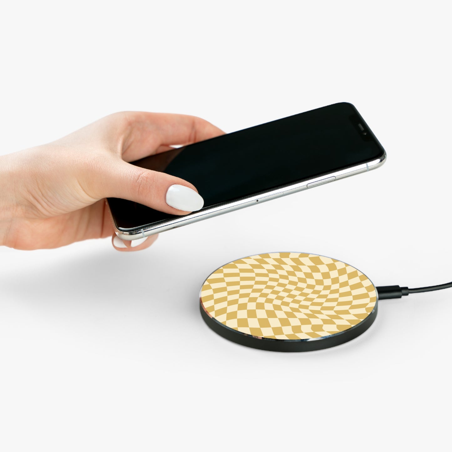 Yellow Wavy Checkerboard Wireless Charger