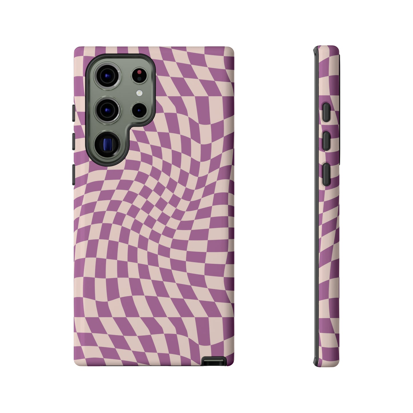 Wavy Purple Pink Checkerboard