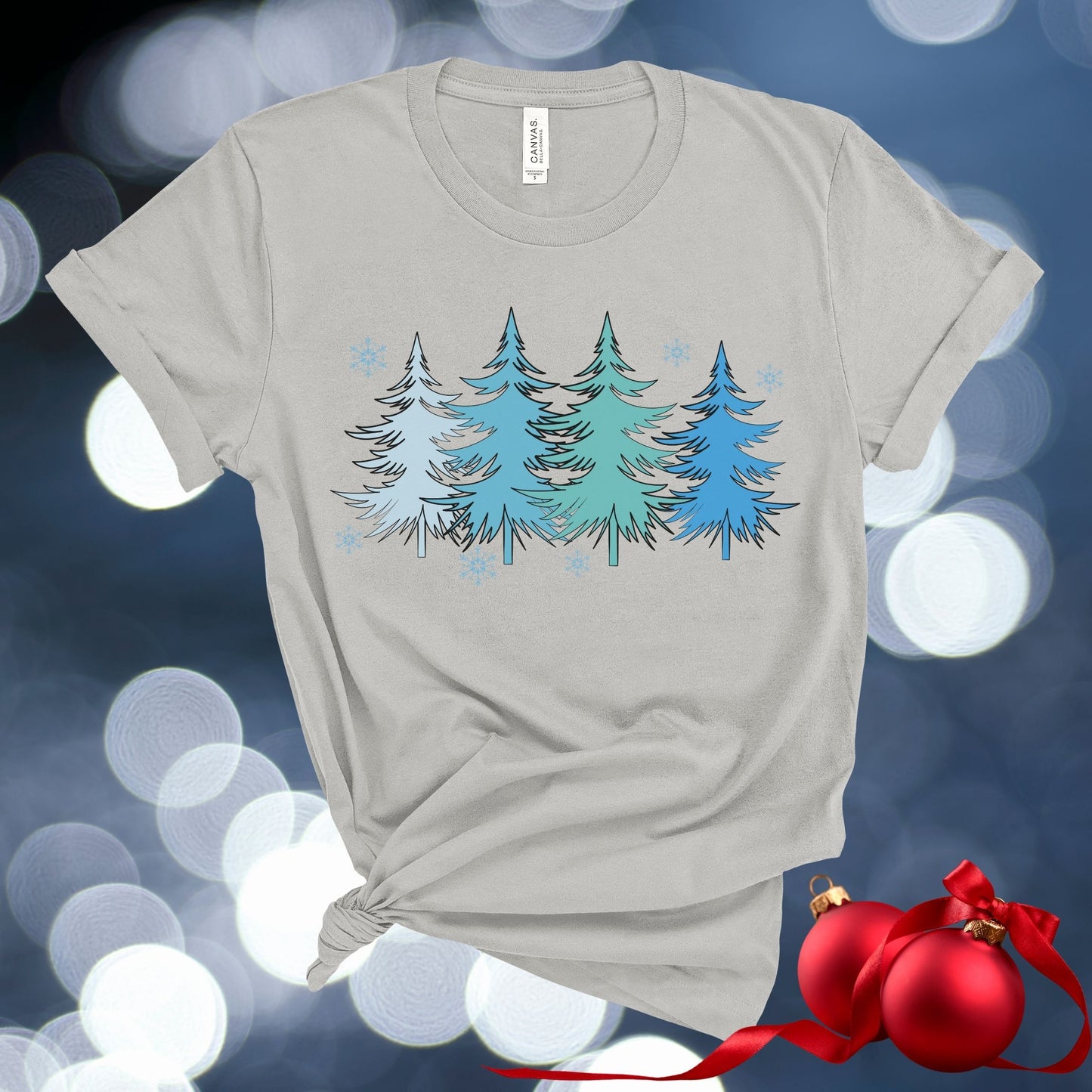 Blue Trees for Christmas Holiday Tee