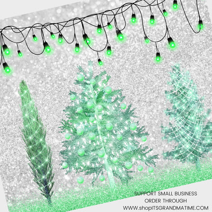 SUB2237-40 Glitter Christmas Tree Lights Tumbler Sublimation Transfer