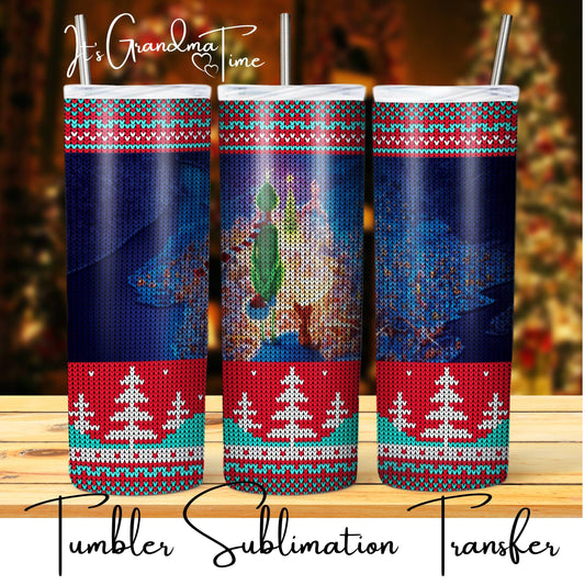 SUB2224 Christmas Sweater Grinch Tumbler Sublimation Transfer