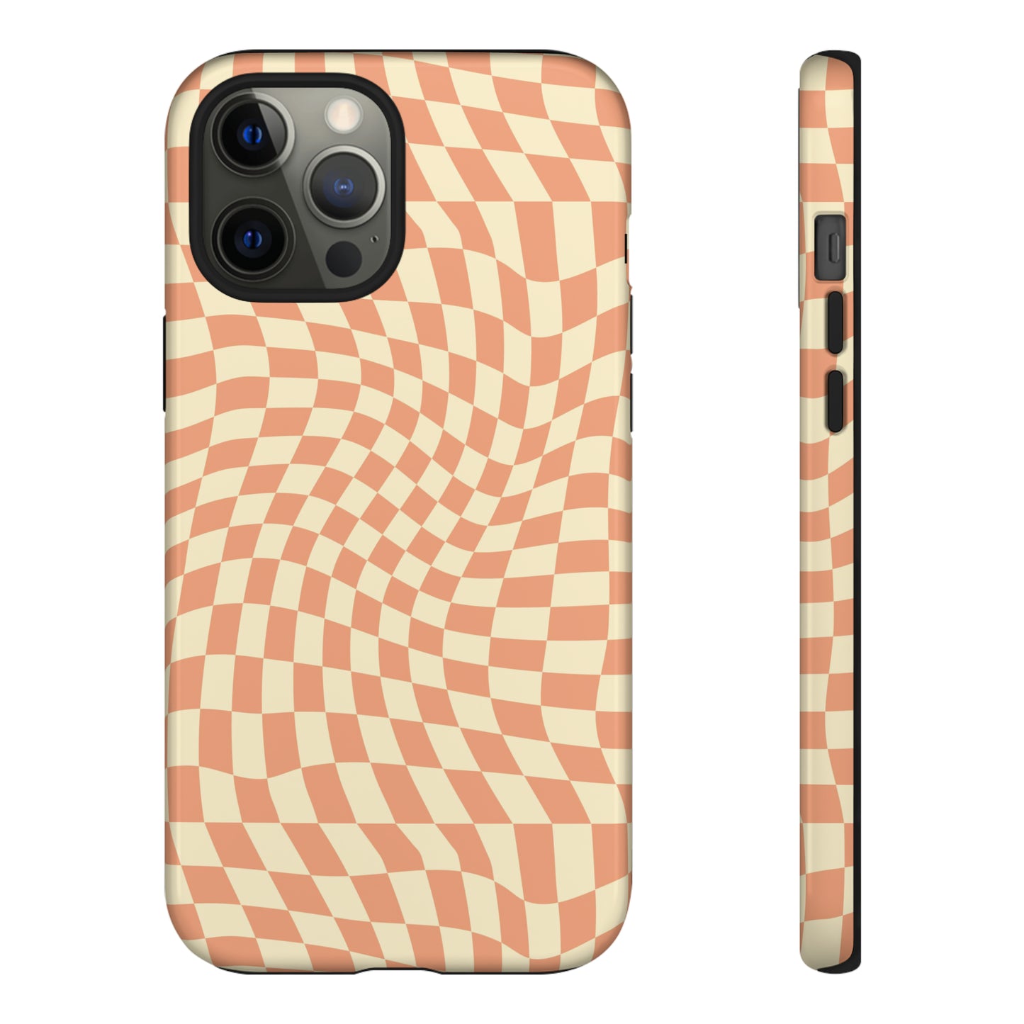 Wavy Peach Cream Checkerboard