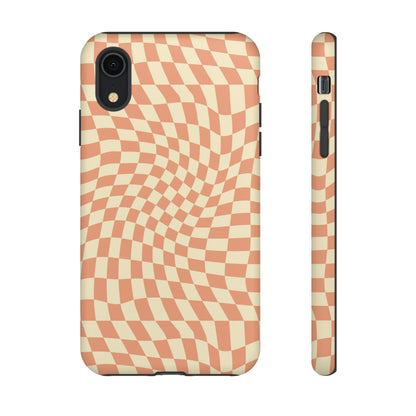 Wavy Peach Cream Checkerboard