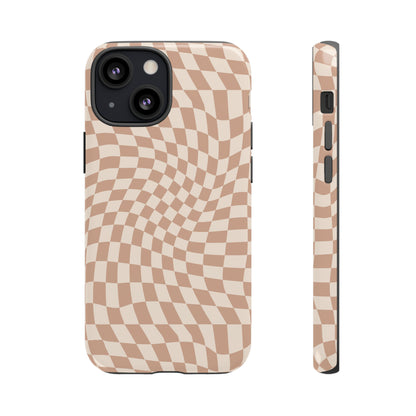 Wavy Tan Checkerboard