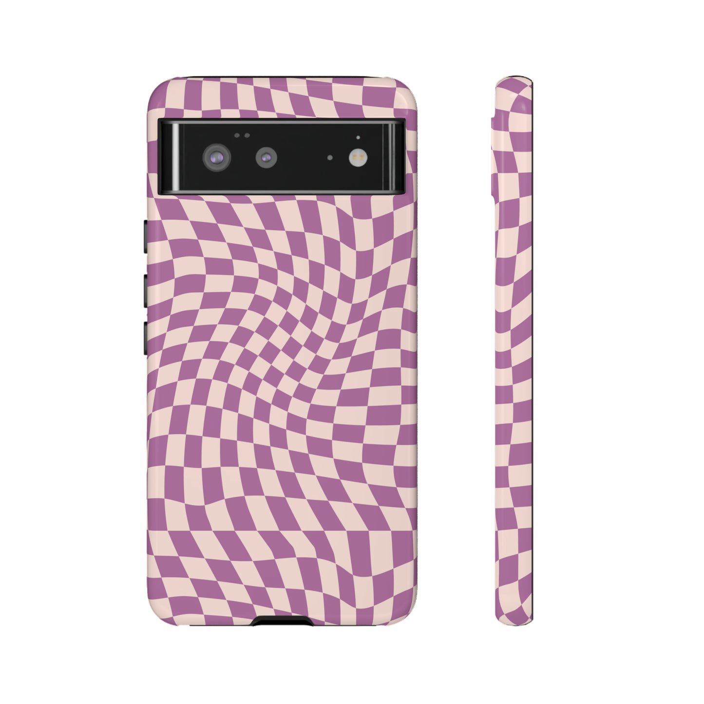 Wavy Purple Pink Checkerboard