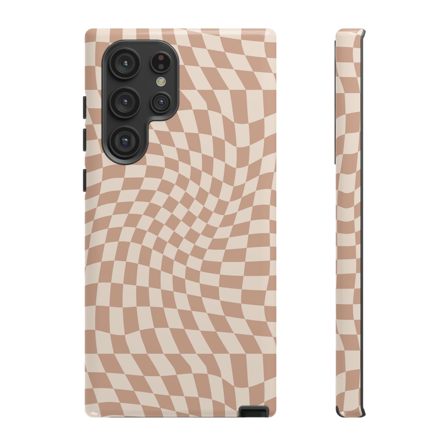 Wavy Tan Checkerboard