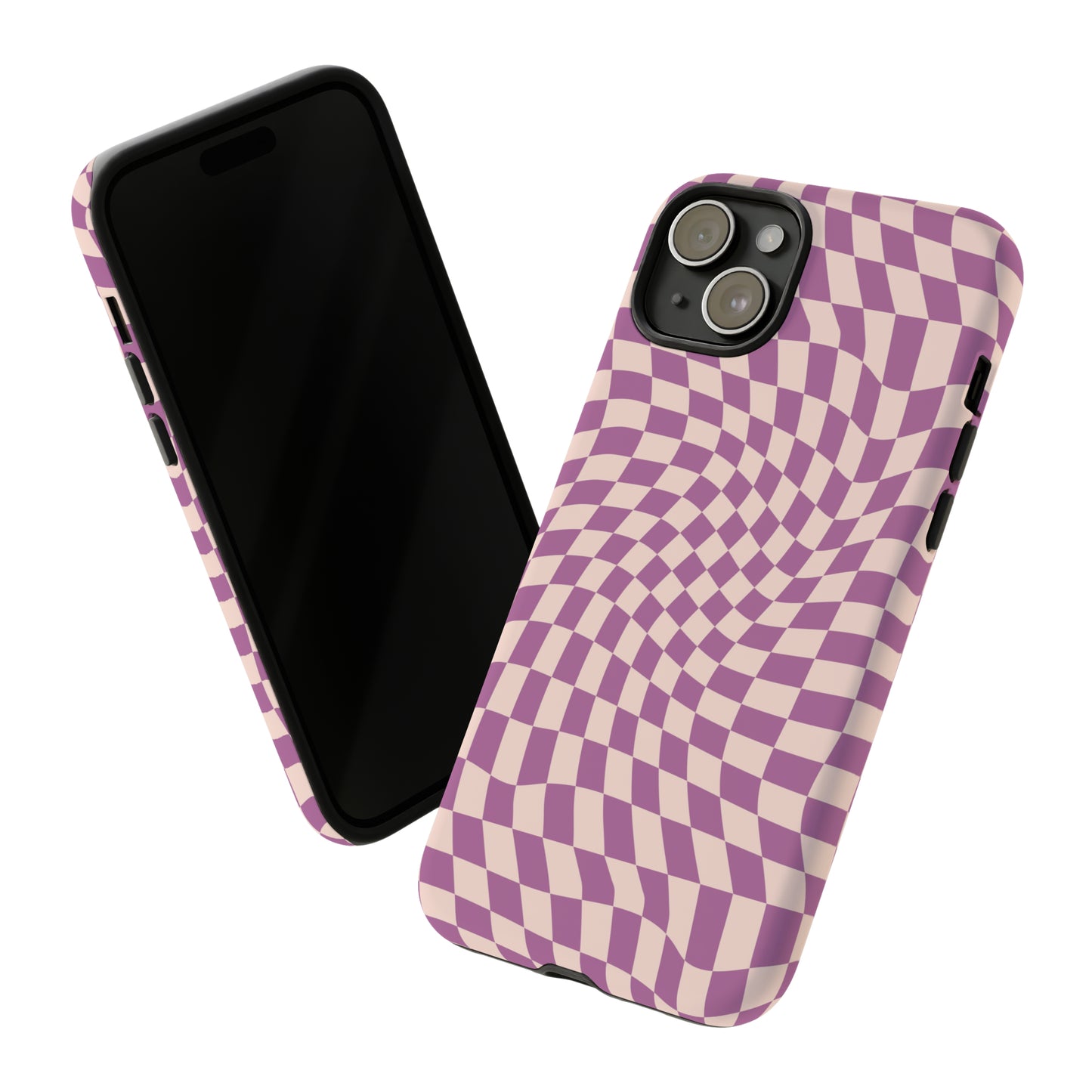 Wavy Purple Pink Checkerboard