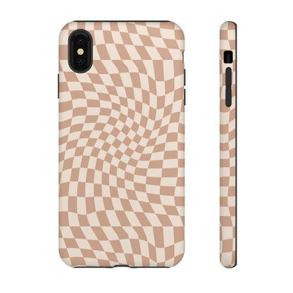 Wavy Tan Checkerboard