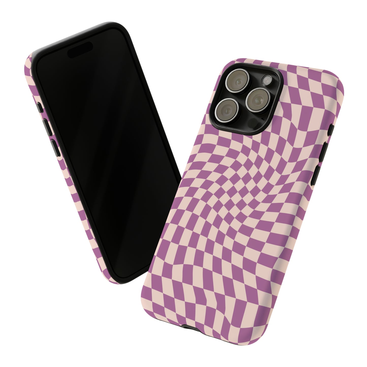 Wavy Purple Pink Checkerboard