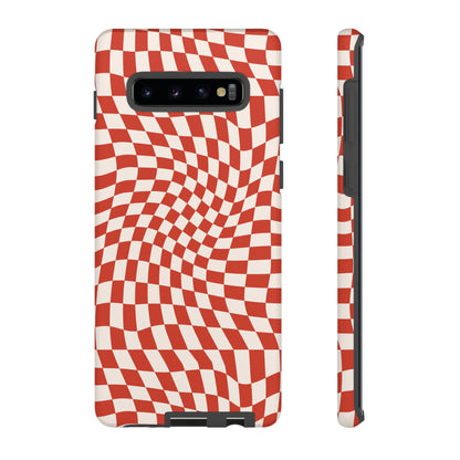 Wavy Cherry Cream Checkerboard