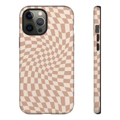 Wavy Tan Checkerboard