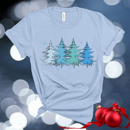 Blue Trees for Christmas Holiday Tee