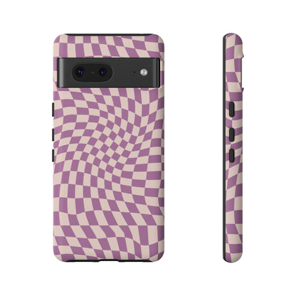 Wavy Purple Pink Checkerboard