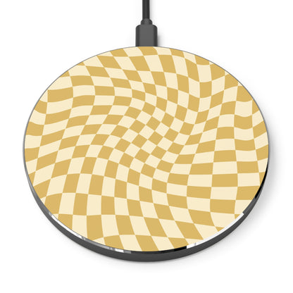 Yellow Wavy Checkerboard Wireless Charger