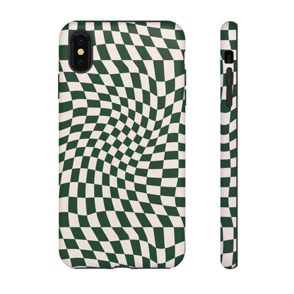 Wavy Forest Green Checkerboard