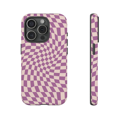 Wavy Purple Pink Checkerboard