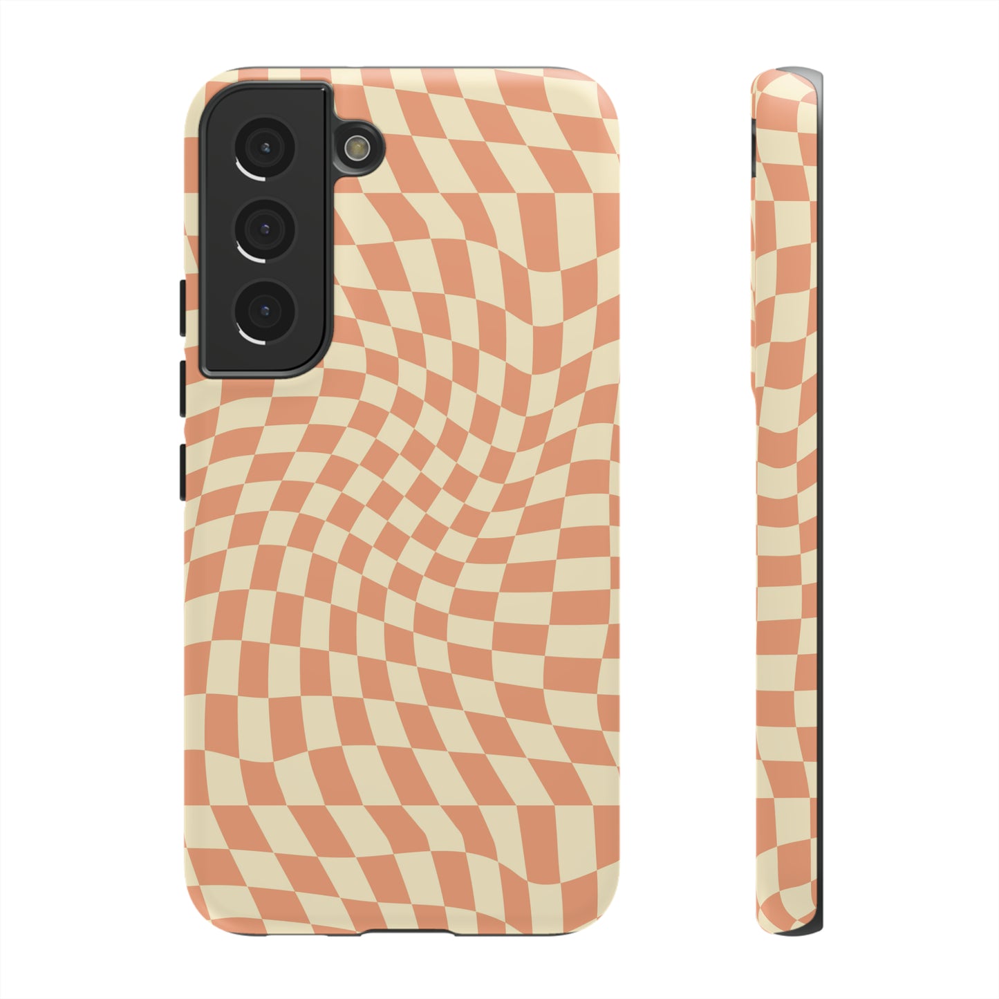 Wavy Peach Cream Checkerboard