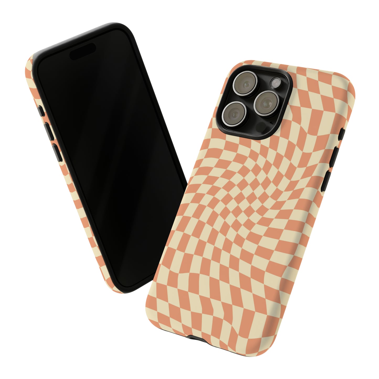 Wavy Peach Cream Checkerboard