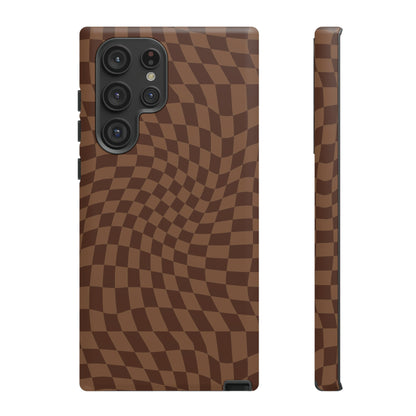 Wavy Brown Checkerboard