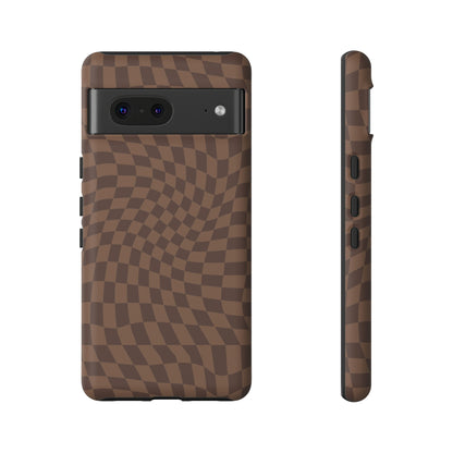 Wavy Brown Checkerboard