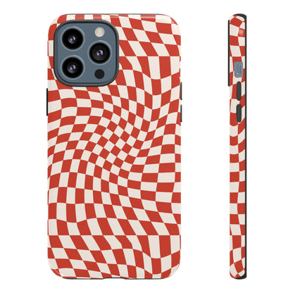 Wavy Cherry Cream Checkerboard