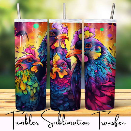 SUB1128 Animal Selfies Rooster Chickens Tumbler Sublimation Transfer