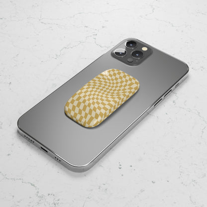 Yellow Wavy Checkerboard Phone Click-On Grip