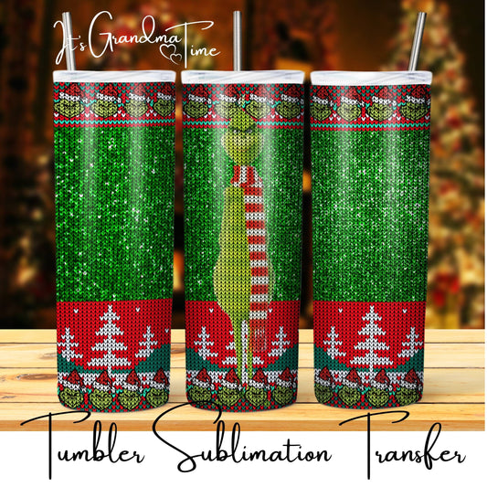 SUB2226 Christmas Sweater Grinch Tumbler Sublimation Transfer