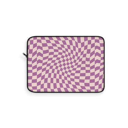 Trendy Wavy Purple Pink Checkerboard Laptop Sleeve