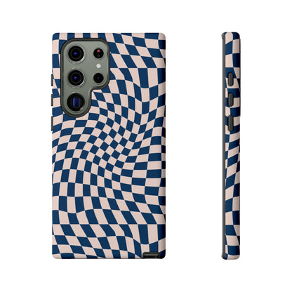 Wavy Blue Checkerboard