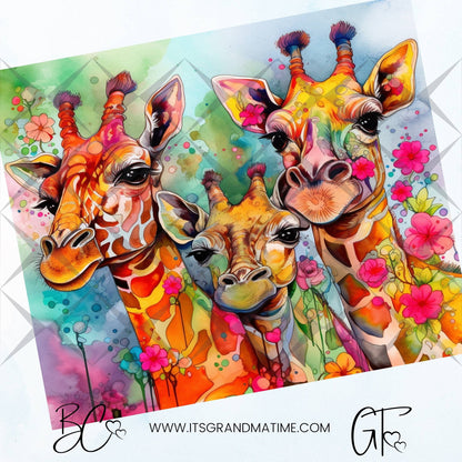 SUB1136 Animal Selfies Giraffes Tumbler Sublimation Transfer