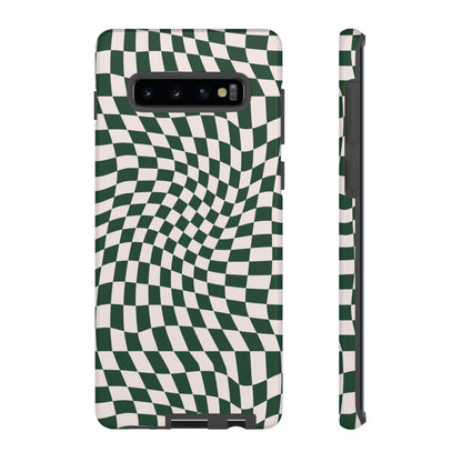 Wavy Forest Green Checkerboard