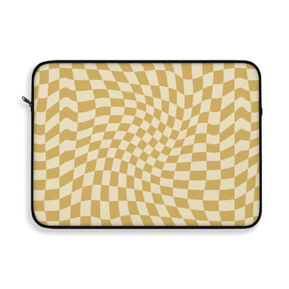Trendy Wavy Yellow checkerboard Laptop Sleeve