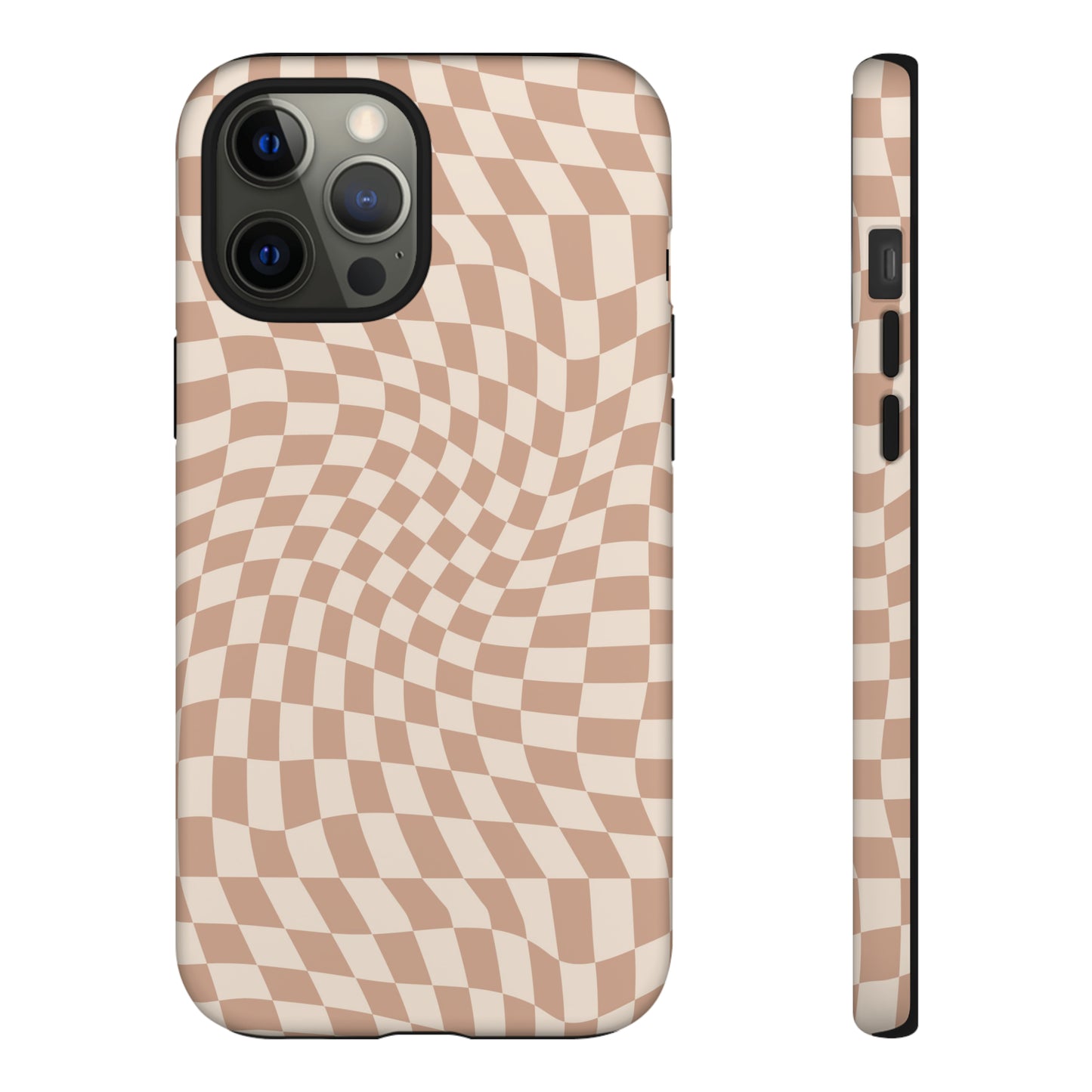 Wavy Tan Checkerboard