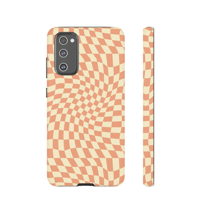 Wavy Peach Cream Checkerboard