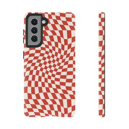 Wavy Cherry Cream Checkerboard