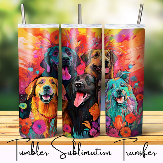 SUB1139 Animal Selfies Dogs Tumbler Sublimation Transfer
