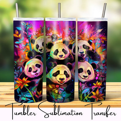 SUB1112 Animal Selfies Panda Tumbler Sublimation Transfer