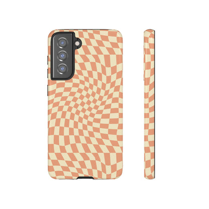 Wavy Peach Cream Checkerboard