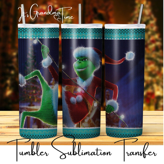 SUB2228 Christmas Sweater Grinch Tumbler Sublimation Transfer