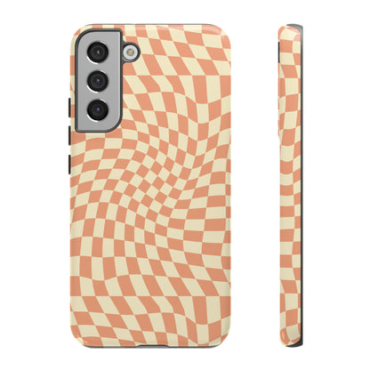 Wavy Peach Cream Checkerboard