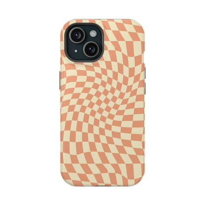 Wavy Peach Cream Checkerboard Case