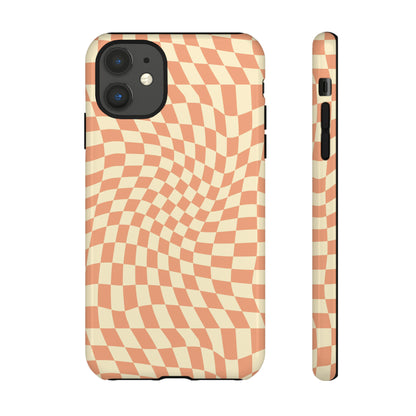 Wavy Peach Cream Checkerboard